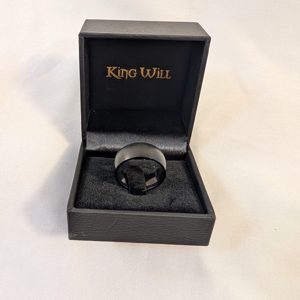 Mens Womens Decorative KING WILL Tungsten Carbide Black Ring
